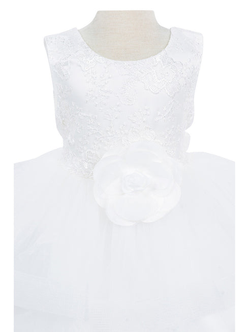 Baby Girls Lala & Erina Ivory Lace Rose Adorned Flower Girl Dress 3-24M detail front